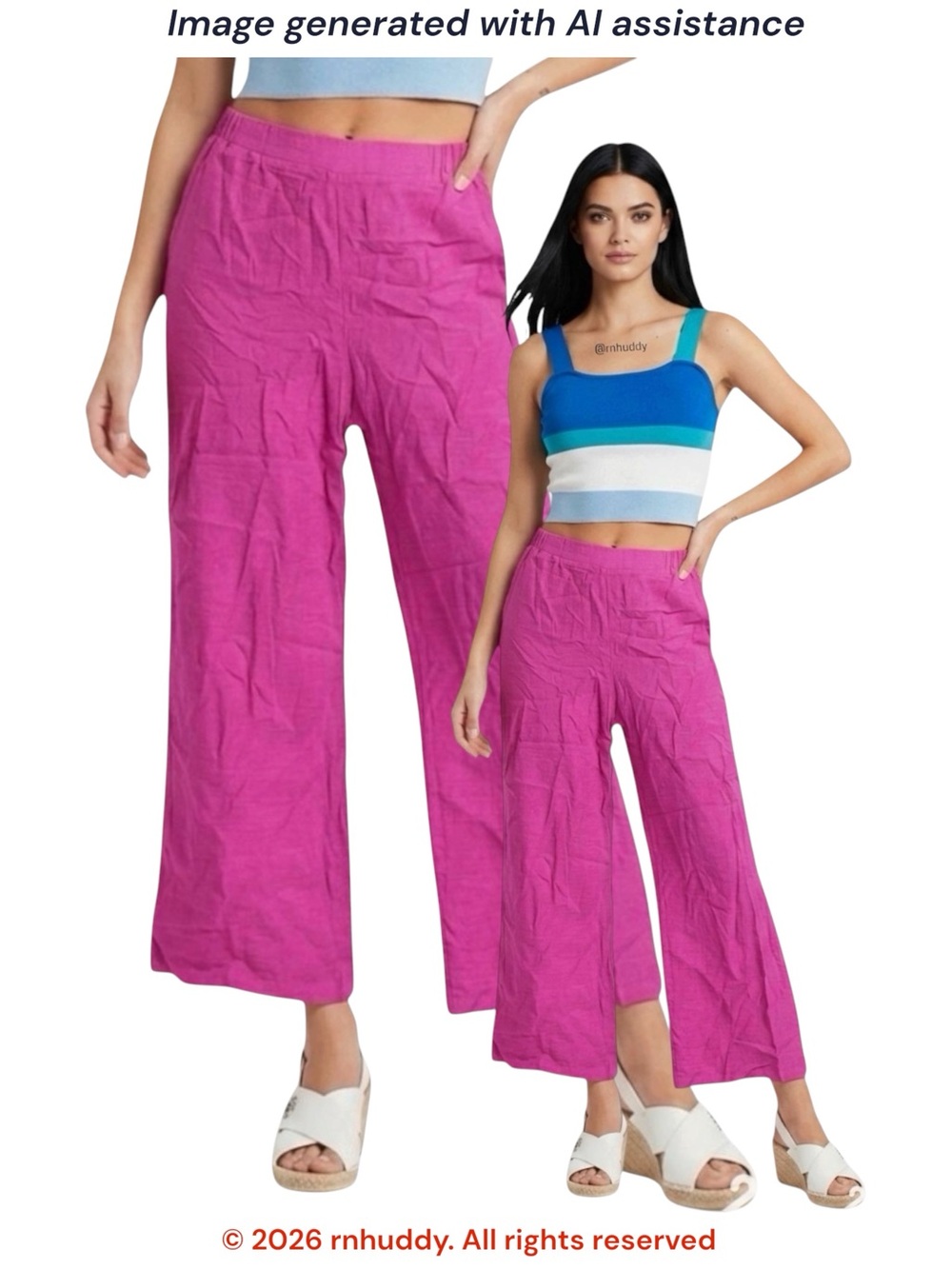 NWT Happily Grey S wide leg pink pull on cropped pants